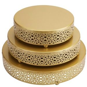 3 sets of gold service plates
